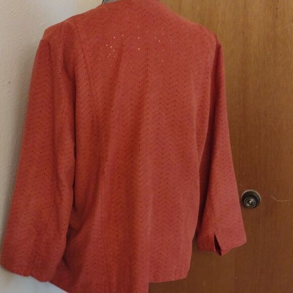 Samantha Grey faux suede perforated jacket with ornate buttons size 16 - Picture 3 of 11